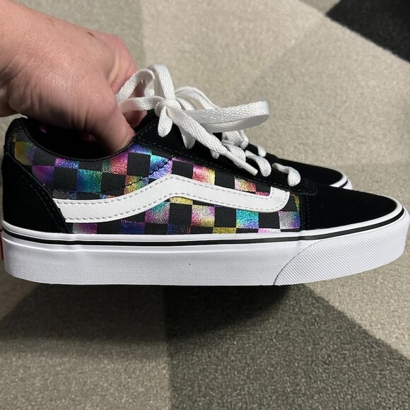 Vans Shoes - Vans Ward Iridescent Rainbow Checkerboard Sneakers Women's Size 6
